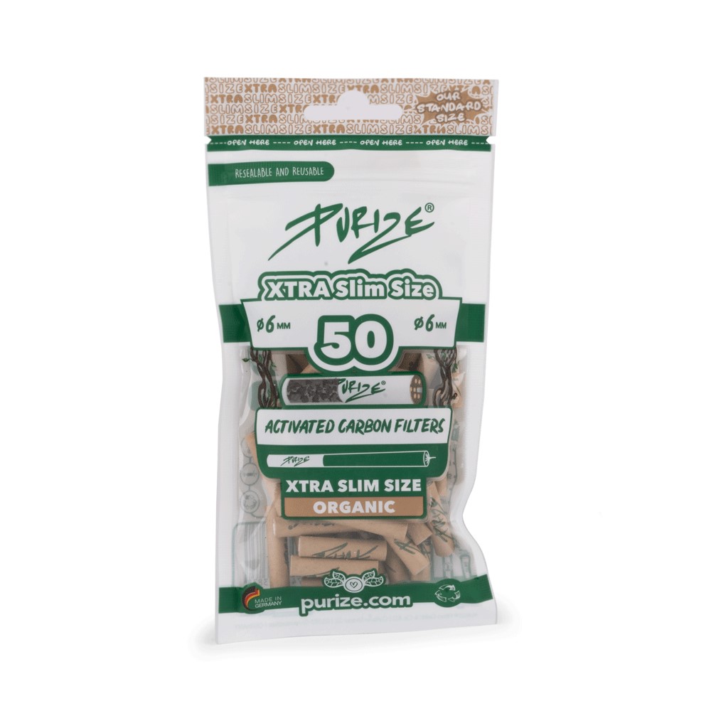 PURIZE Aktivkohlefilter XTRA Slim Size 5,9 mm – organic (50 Stück)