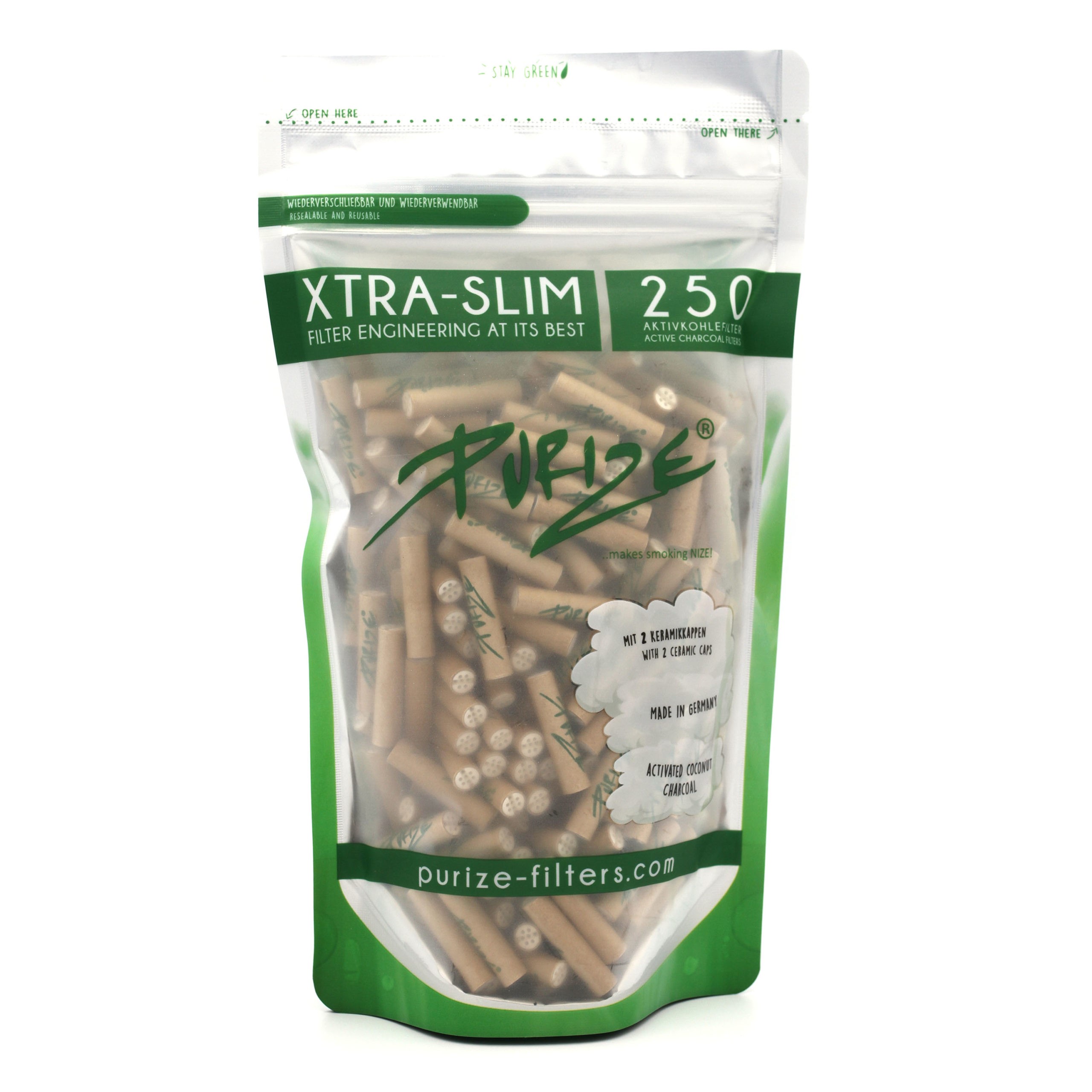 PURIZE Aktivkohlefilter XTRA Slim 5,9 mm – Organic (250 Stück)