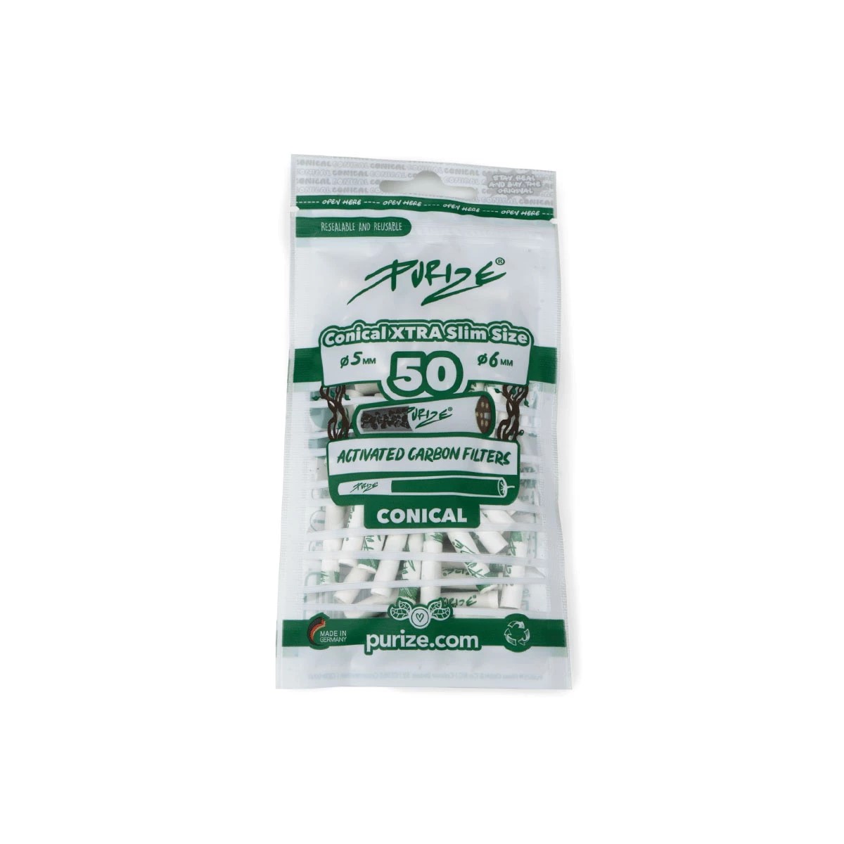 PURIZE Aktivkohlefilter Conical - konische Aktivkohlefilter (50 Stück)